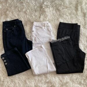 3 for 1 Capri Bundle Cotton Denim Black Blue Off White 5 Pocket Classic